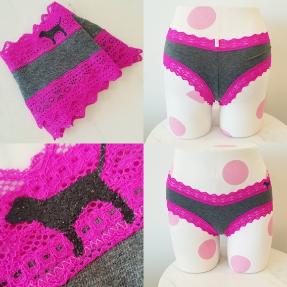 Victoria's Secret PINK Vintage Lace Glitter Extra Low Rise Cheekster Panty NWT - Picture 1 of 13